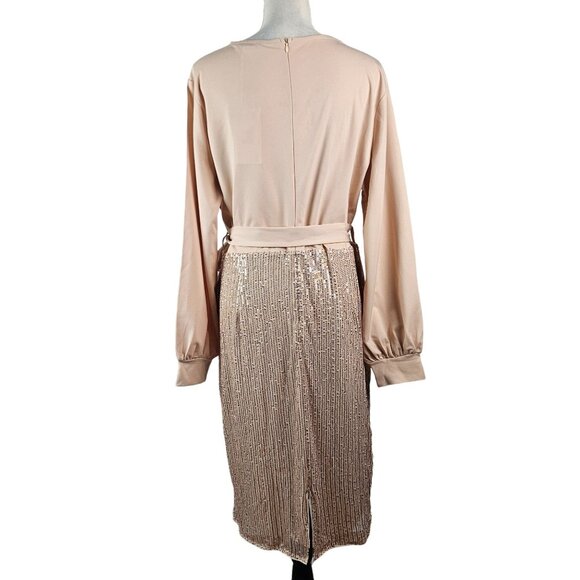 Grace Karin Womens Sequin Sparkly Party Dress Size 2XL Wrap Waist Bodycon Fit - Picture 5 of 15